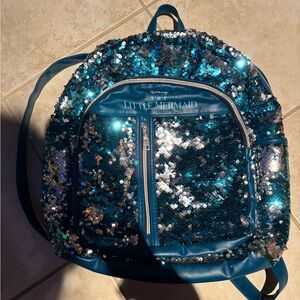 Disney Little Mermaid Blue and Silver Sequin Backpack